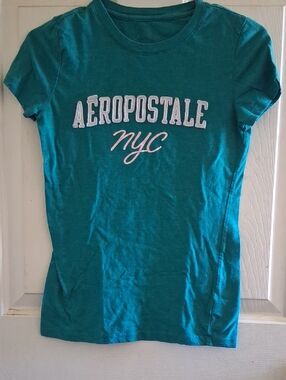 Aeropostale Teal Short Sleeve Logo Tee